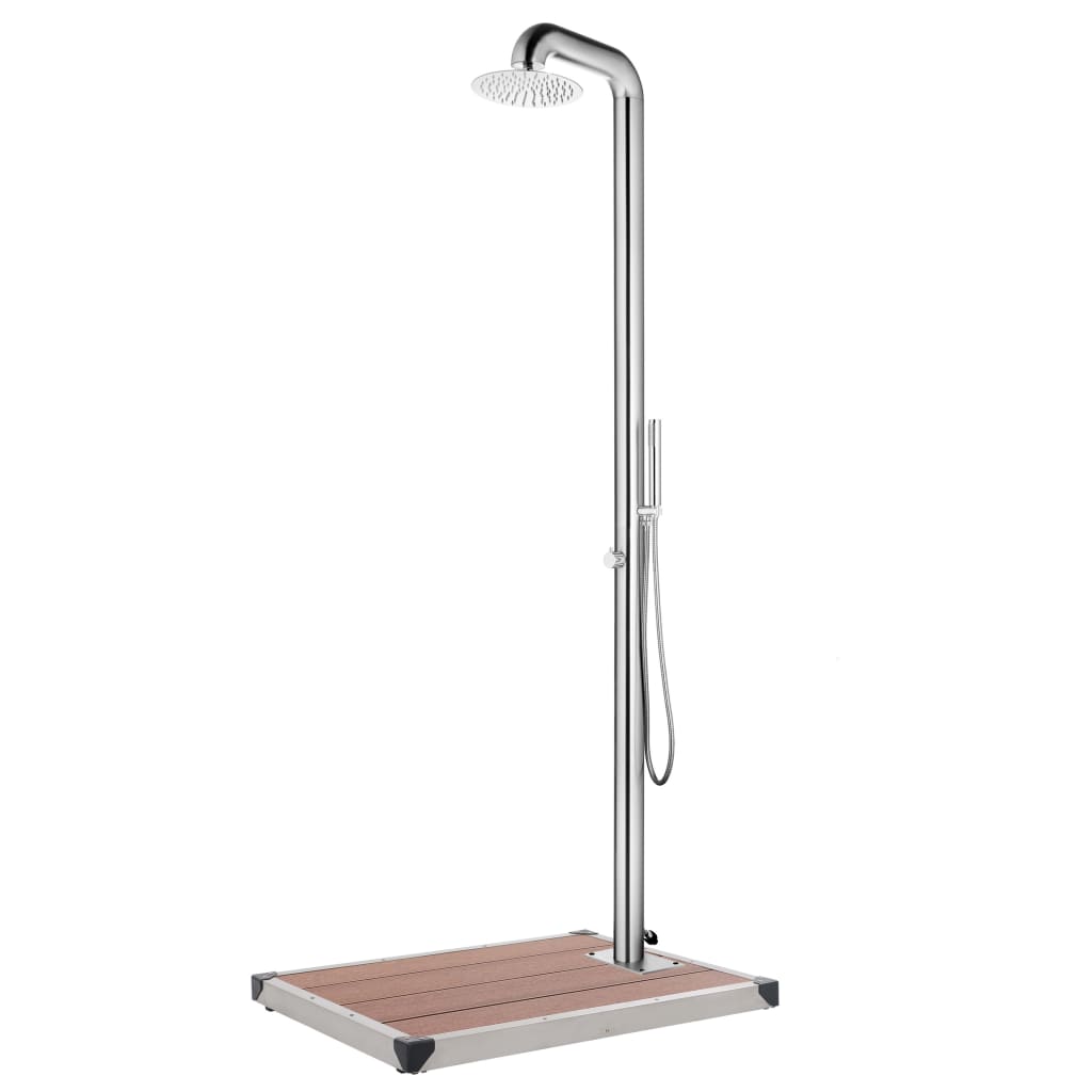 Levně vidaXL Zahradní sprcha s hnědou základnou 230 cm nerezová ocel