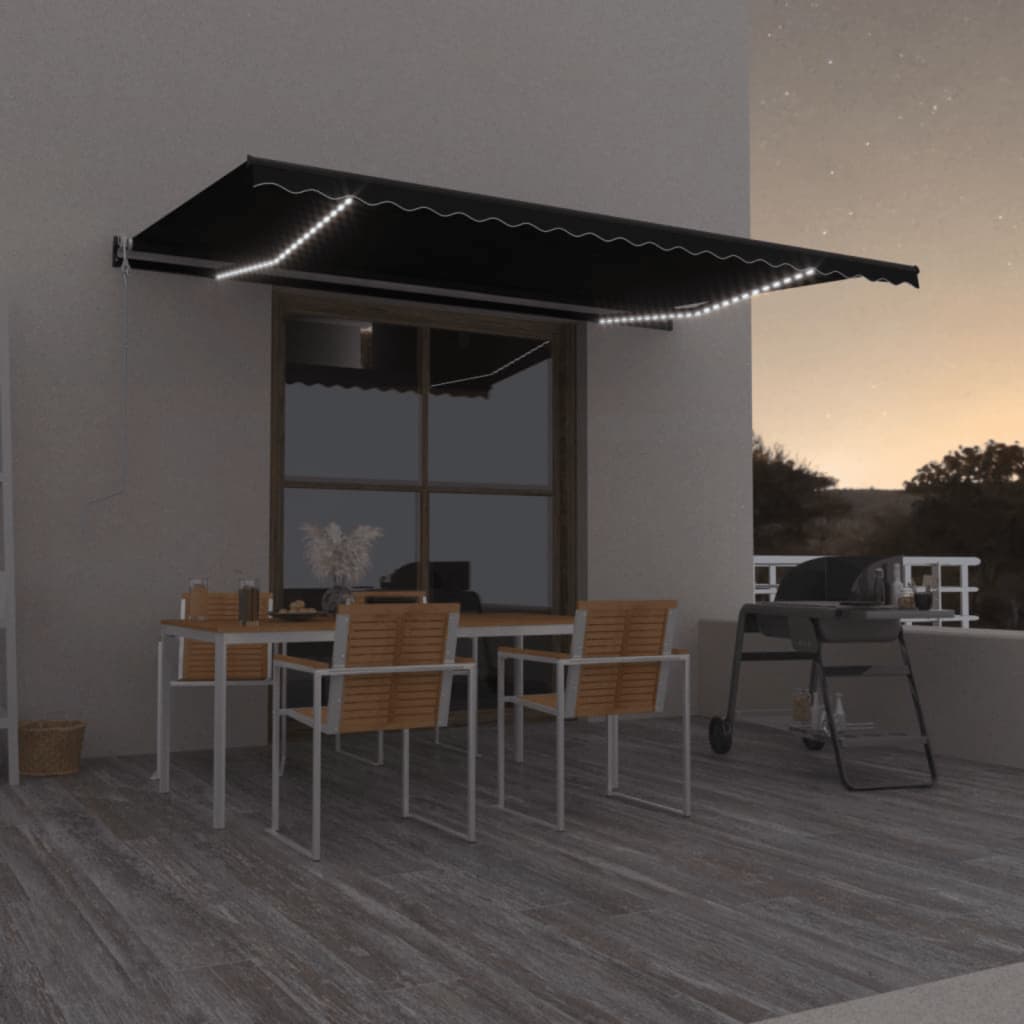 Levně vidaXL Automatická markýza LED a senzor větru 500 x 350 cm antracitová
