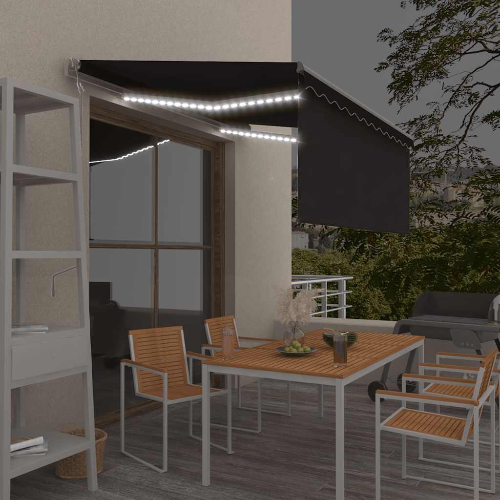 Levně vidaXL Automatická markýza roleta LED senzor větru 3,5x2,5 m antracit