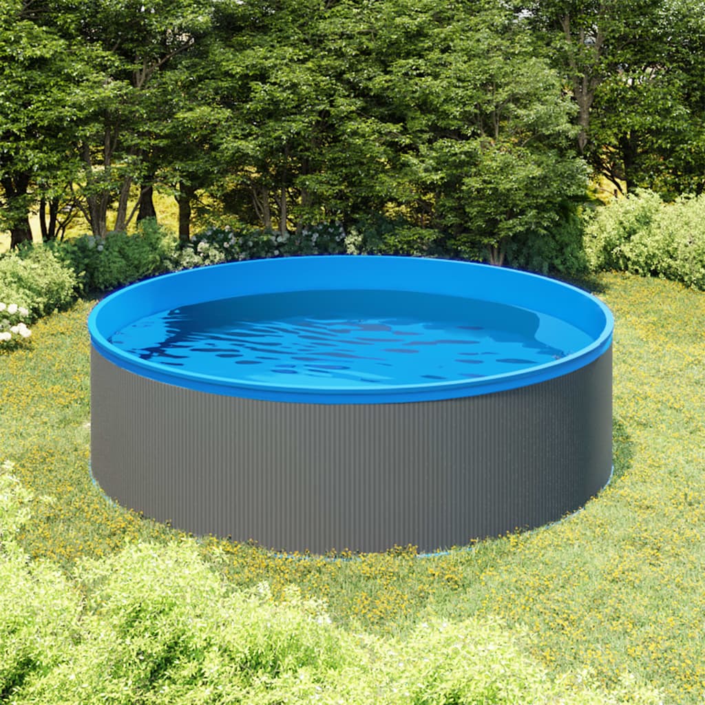 Levně vidaXL Nadzemní bazén se závěsným skimmerem a čerpadlem 350x90 cm šedý
