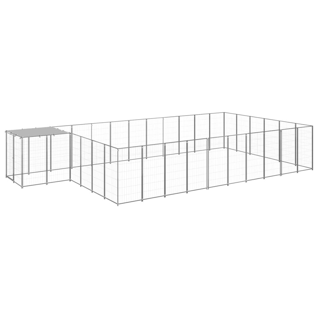Levně vidaXL Psí kotec stříbrný 19,36 m² ocel