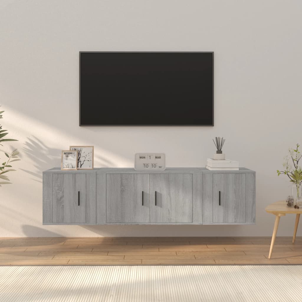 Levně vidaXL 3dílný set TV skříněk šedý sonoma kompozitní dřevo