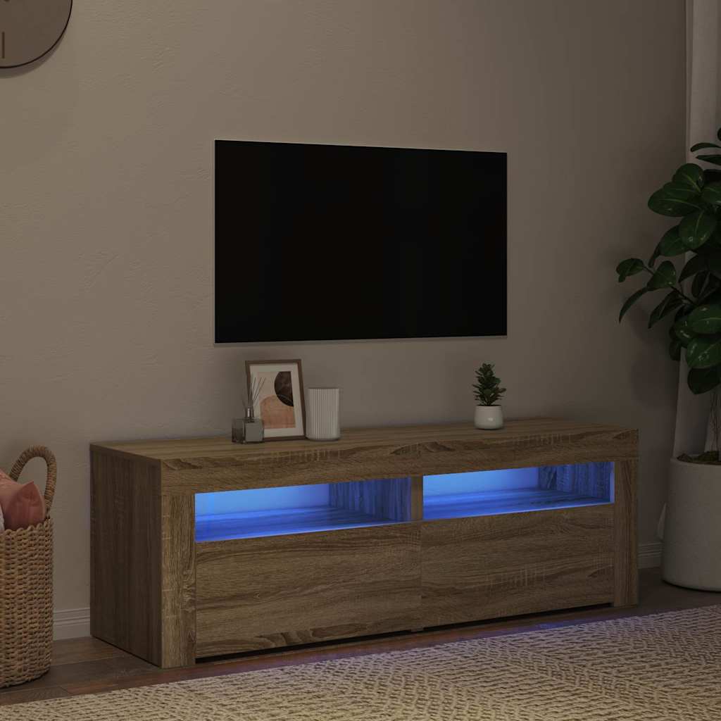 Levně vidaXL TV skříňka s LED osvětlením dub sonoma 120 x 35 x 40 cm