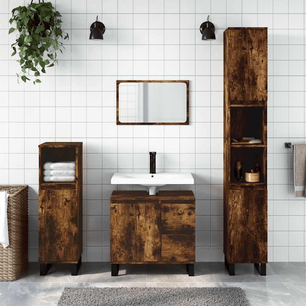 Levně vidaXL Koupelnová skříňka kouřový dub 65 x 33 x 60 cm kompozitní dřevo