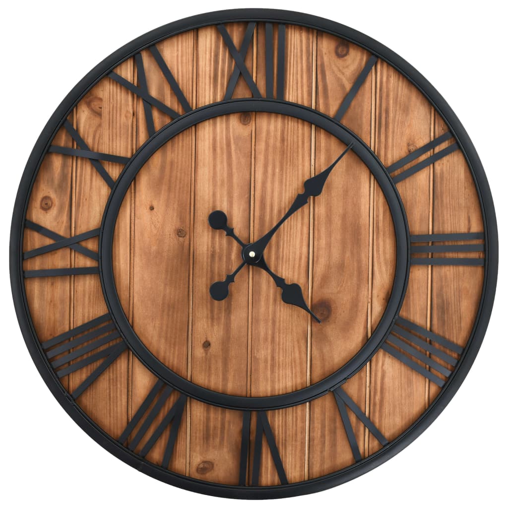 Levně vidaXL Vintage nástěnné hodiny se strojkem Quartz dřevo a kov 60cm XXL