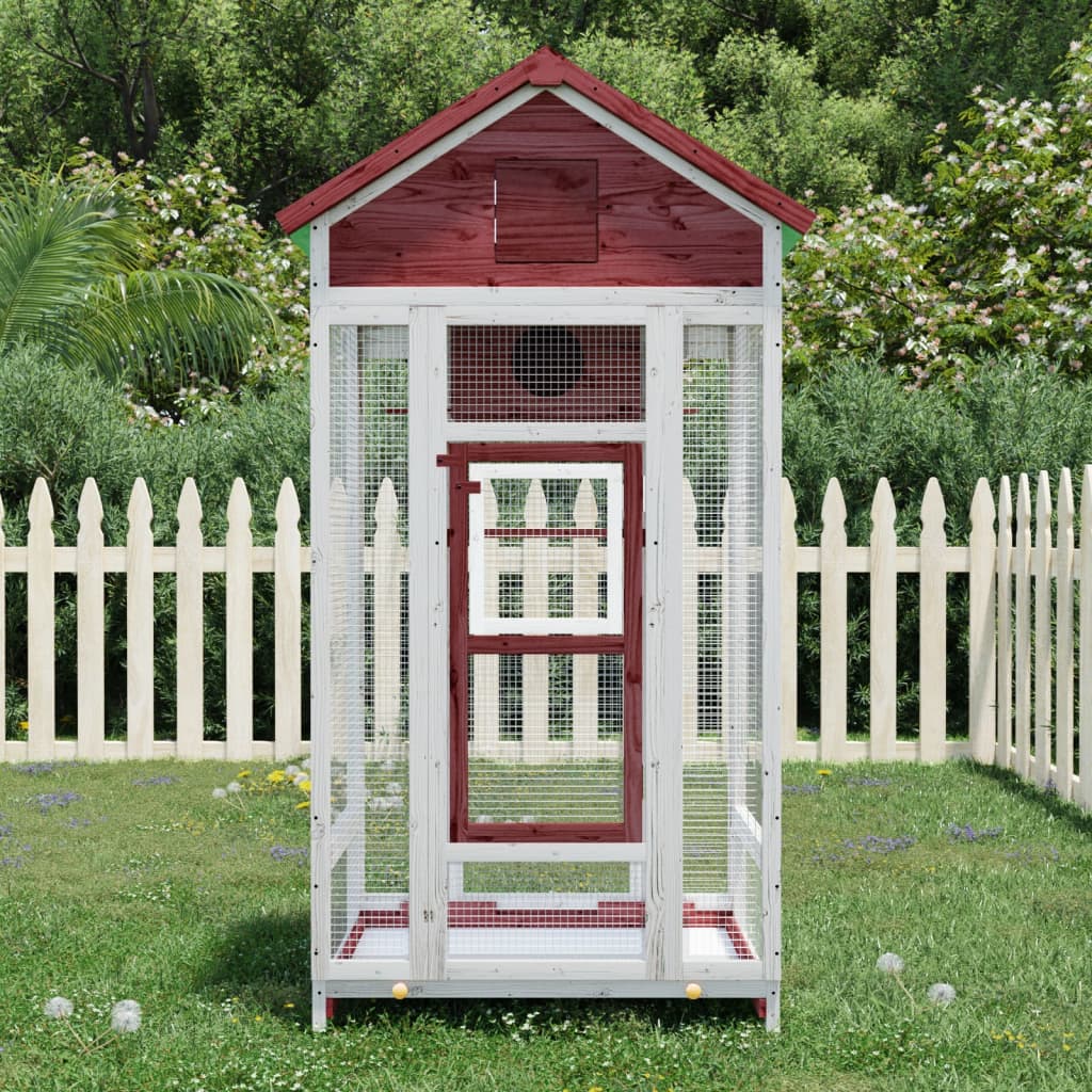 Levně vidaXL Ptačí voliéra moka 91,5 x 53 x 170 cm masivní borové dřevo