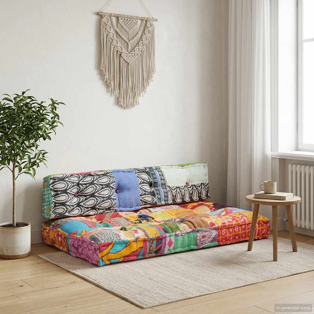 Levně vidaXL Poduška na pohovku z palet vícebarevná textil patchwork