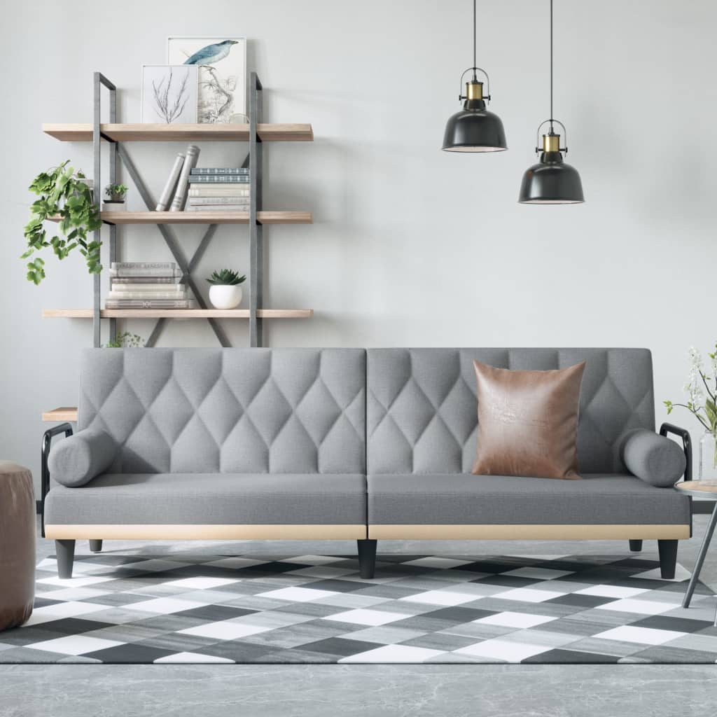 Levně vidaXL Rozkládací pohovka s područkami světle šedá textil