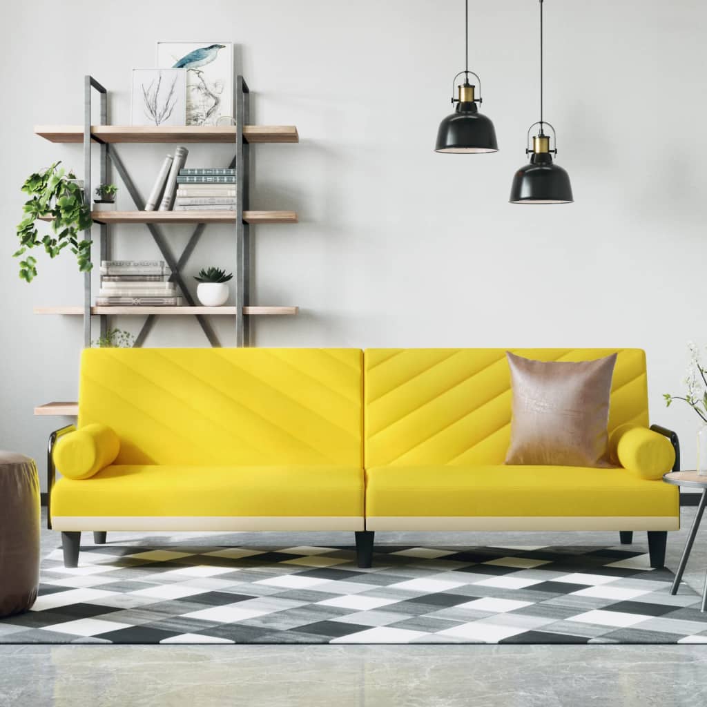 Levně vidaXL Rozkládací pohovka s područkami světle žlutá textil