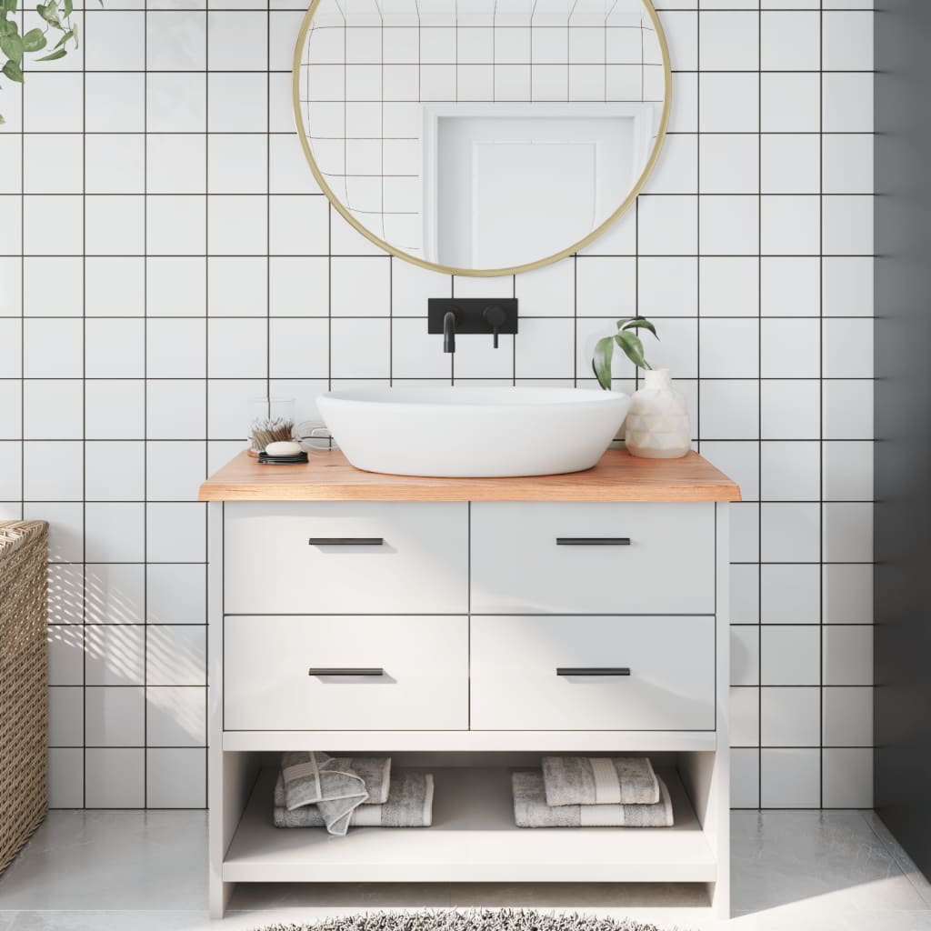 Levně vidaXL Koupelnová deska světle hnědá 100 x 40 x 2 cm ošetřený masiv