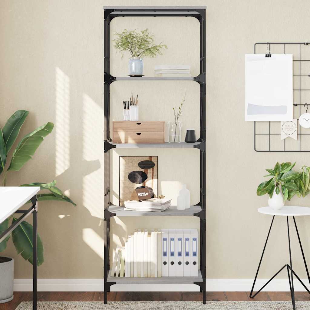 Levně vidaXL Knihovna s 5 policemi šedá sonoma 59x35x171 cm kompozitní dřevo