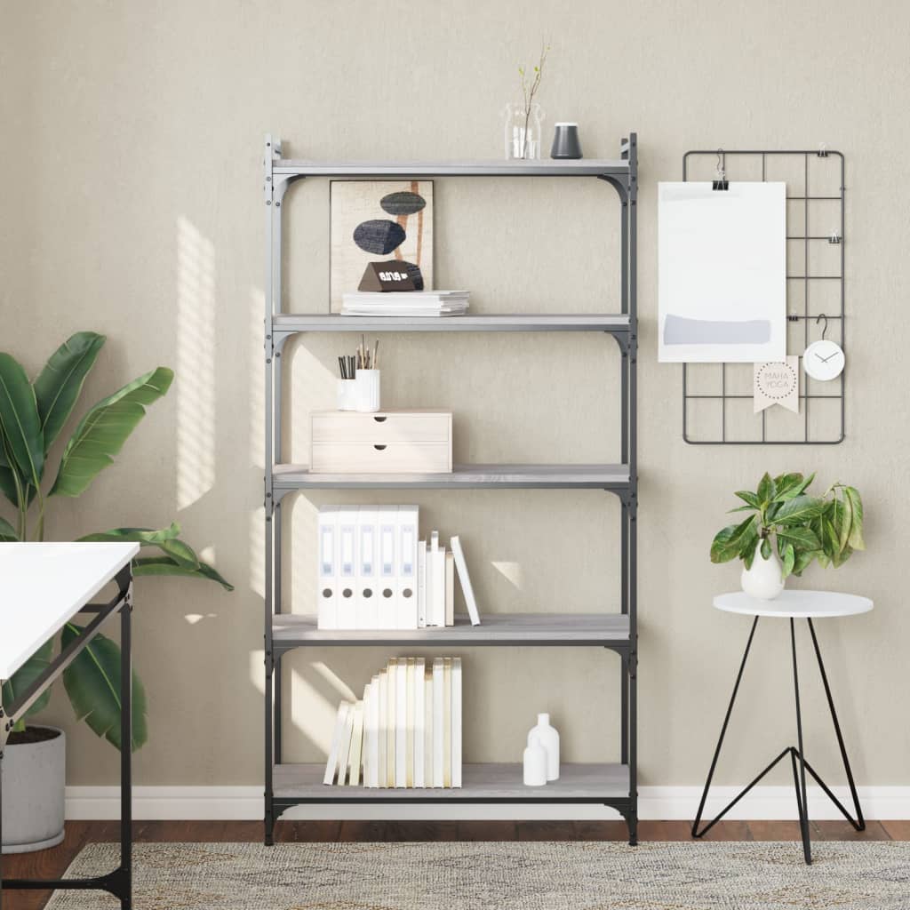Levně vidaXL Knihovna s 5 policemi šedá sonoma 80x30x154 cm kompozitní dřevo