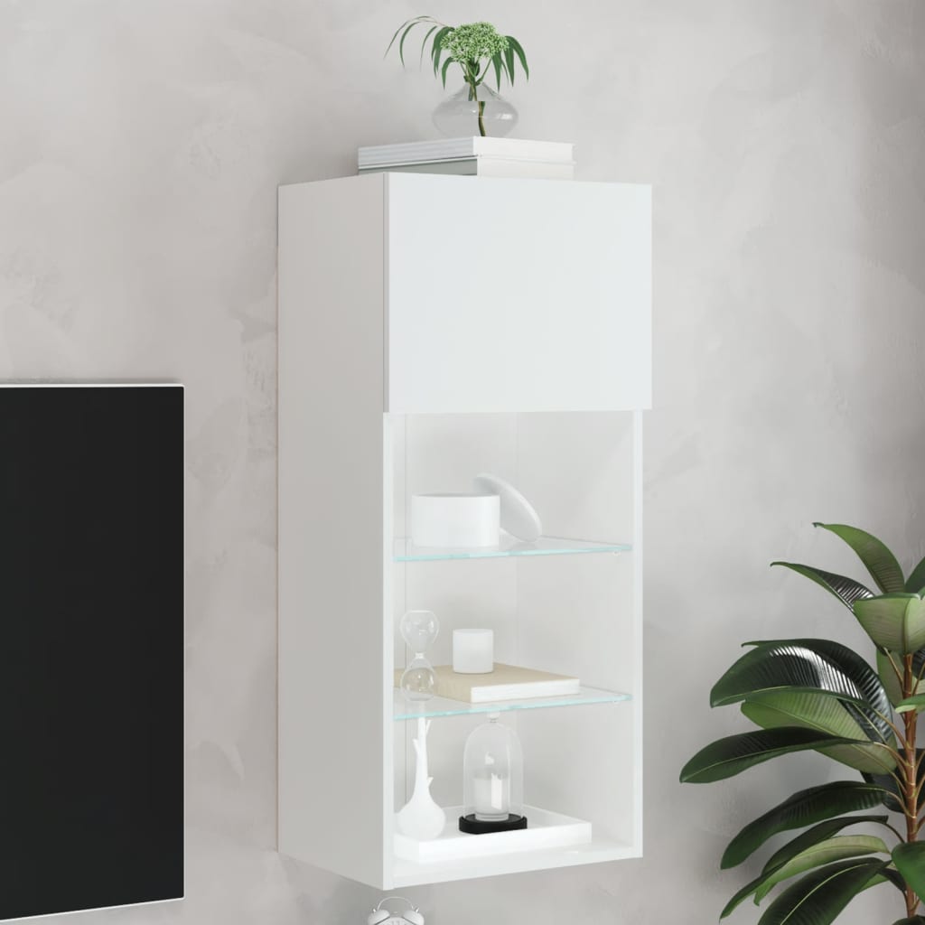 Levně vidaXL TV skříňka s LED osvětlením bílá 40,5 x 30 x 90 cm