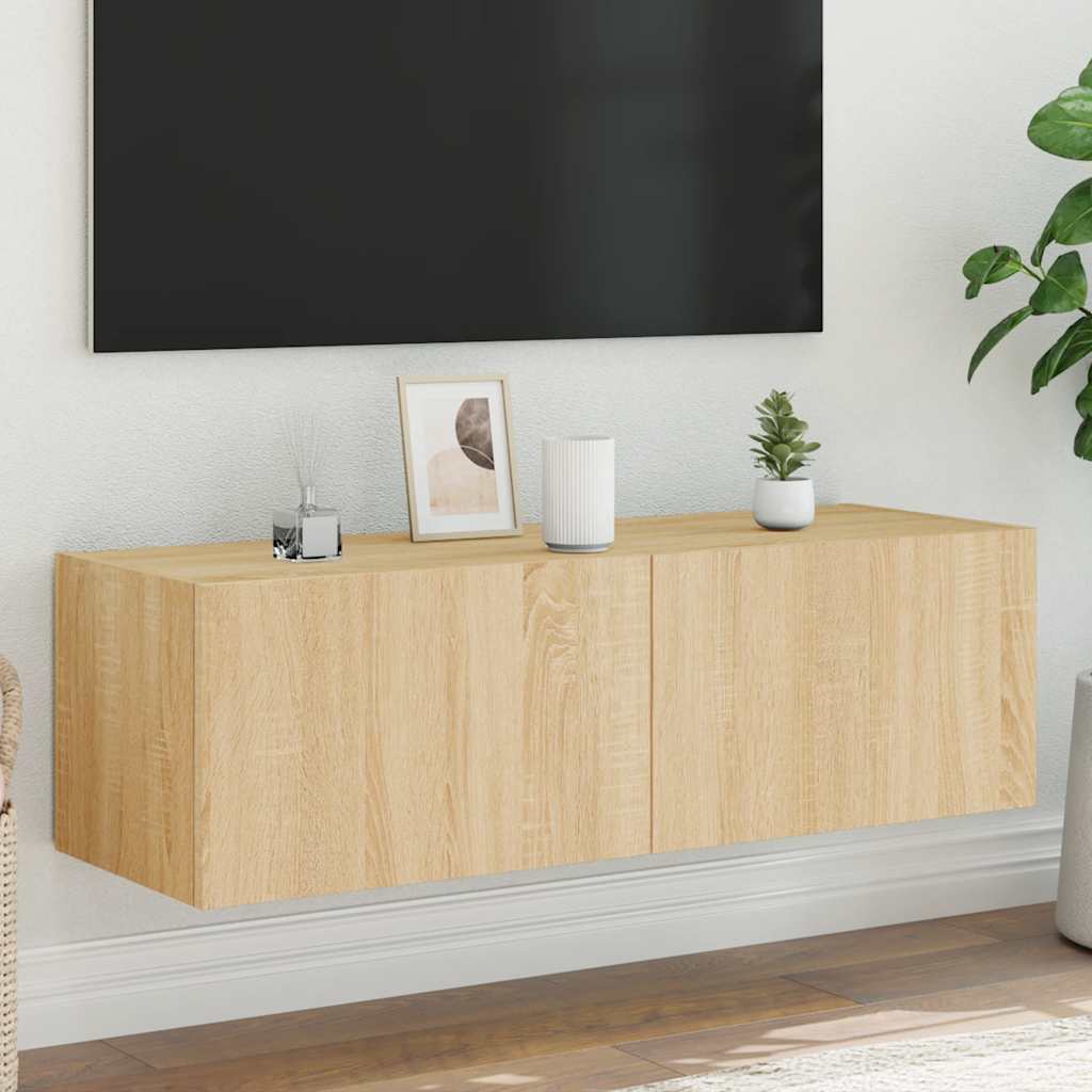 Levně vidaXL Nástěnná TV skříňka s LED osvětlením dub sonoma 100x35x31 cm