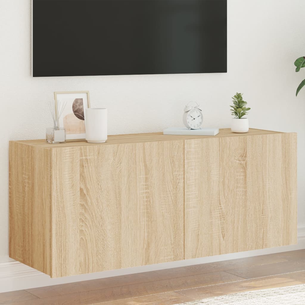 Levně vidaXL Nástěnná TV skříňka s LED osvětlením dub sonoma 100x35x41 cm