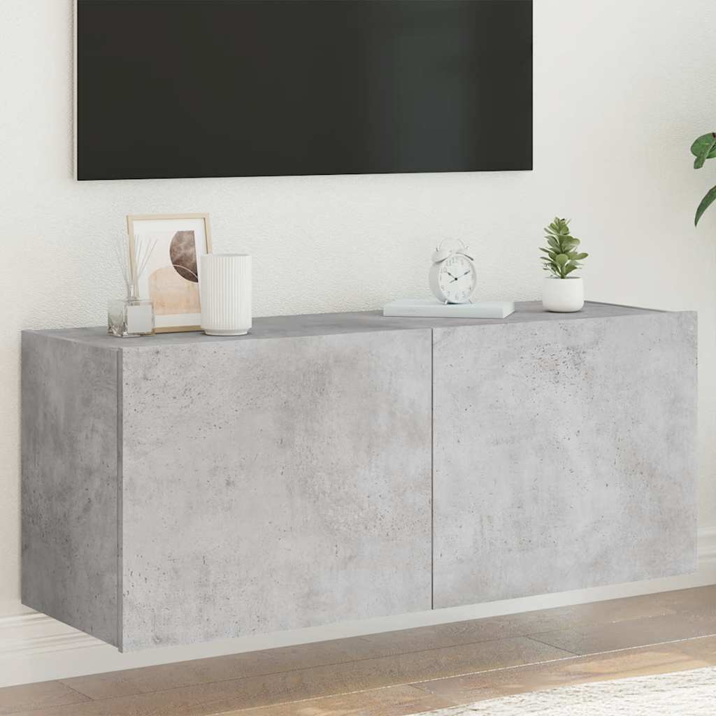 Levně vidaXL Nástěnná TV skříňka s LED osvětlením betonově šedá 100x35x41 cm
