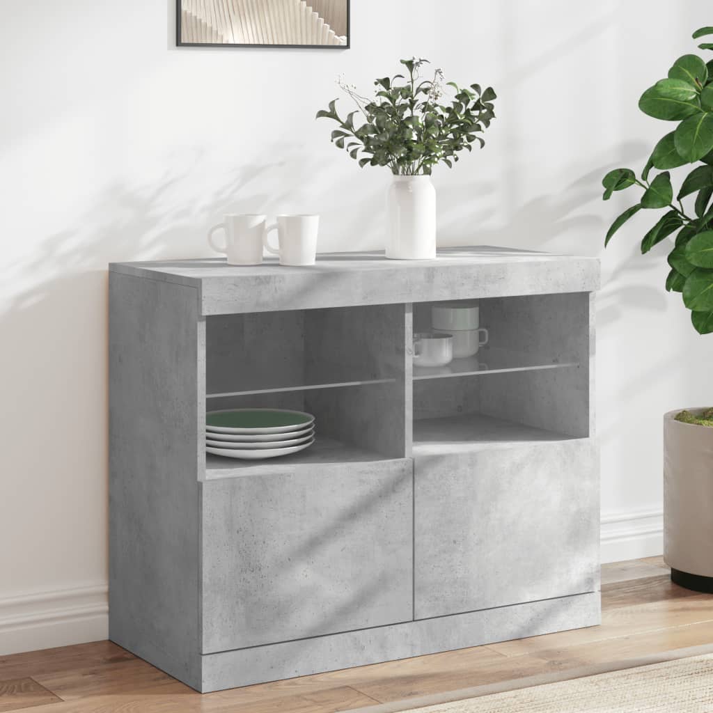 Levně vidaXL Příborník s LED osvětlením betonově šedý 81 x 37 x 67 cm