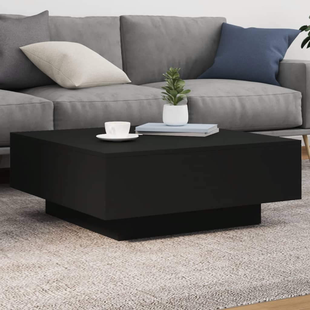 Levně vidaXL Konferenční stolek s LED osvětlením černý 80 x 80 x 31 cm