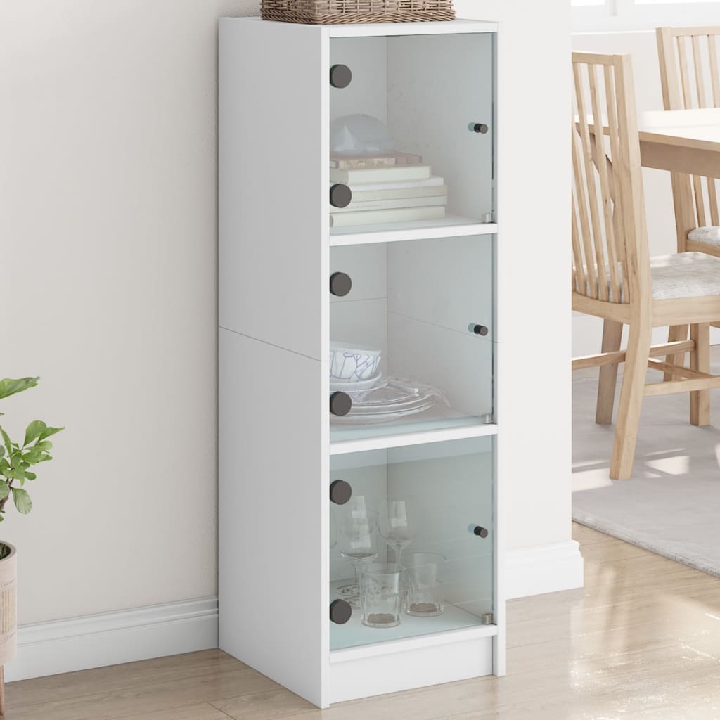 Levně vidaXL Highboard se skleněnými dvířky bílý 35 x 37 x 109 cm
