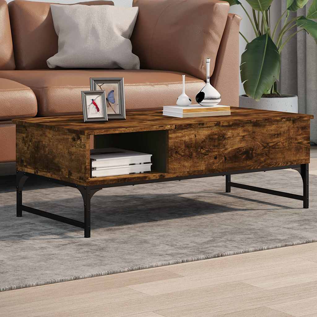 Levně vidaXL Konferenční stolek kouřový dub 100 x 50 x 35 cm kompozit a kov