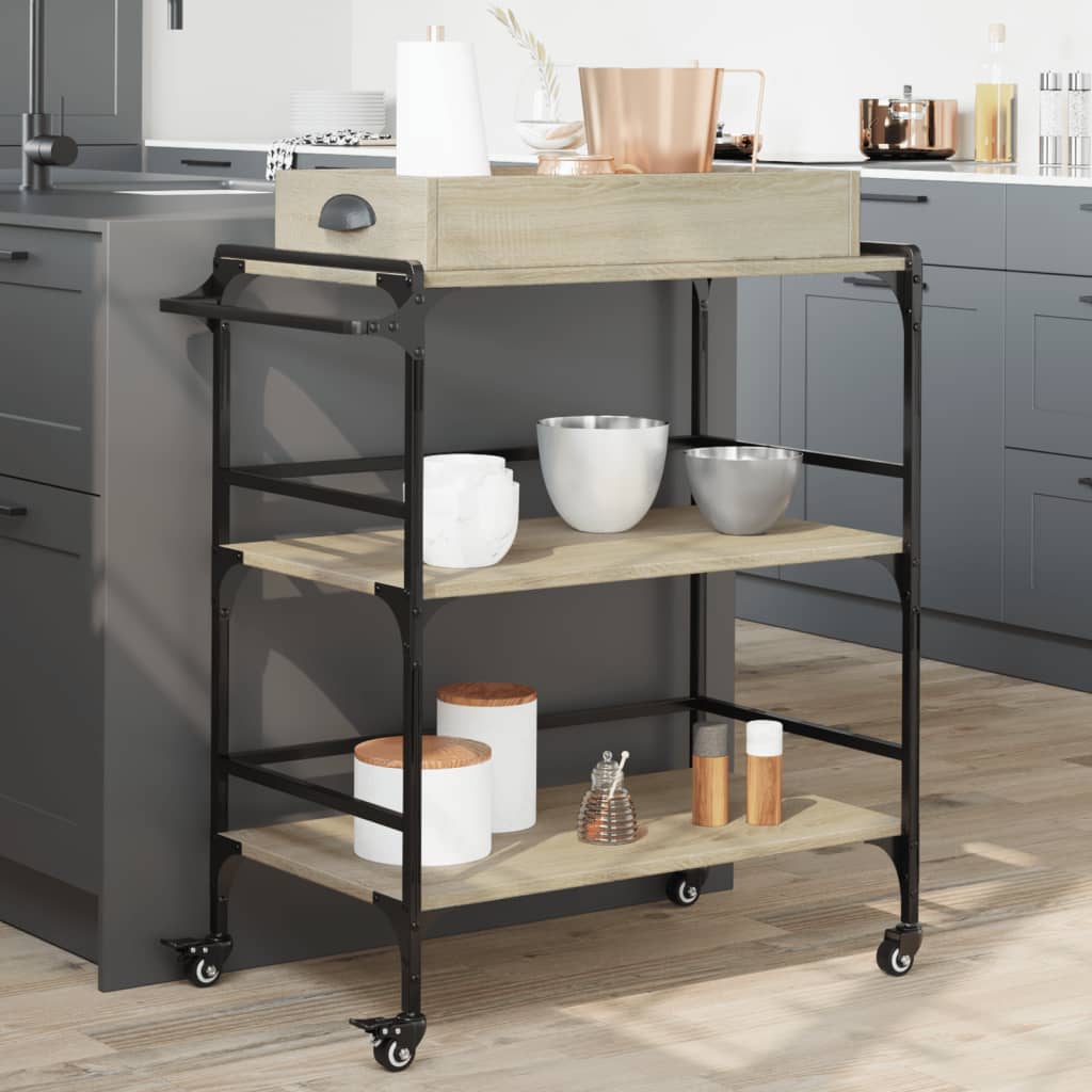 Levně vidaXL Kuchyňský vozík dub sonoma 81,5 x 41 x 92,5 cm kompozitní dřevo