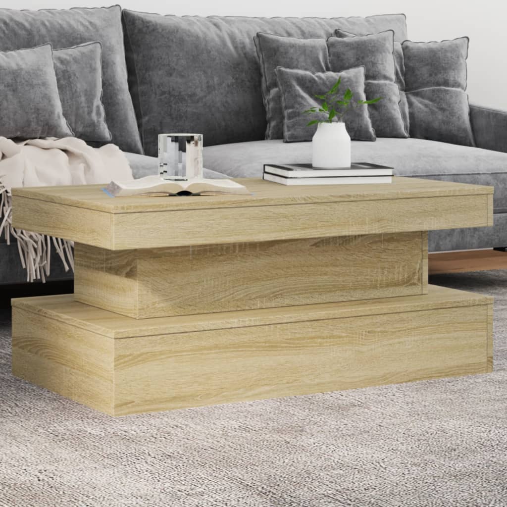 Levně vidaXL Konferenční stolek s LED osvětlením dub sonoma 90 x 50 x 40 cm