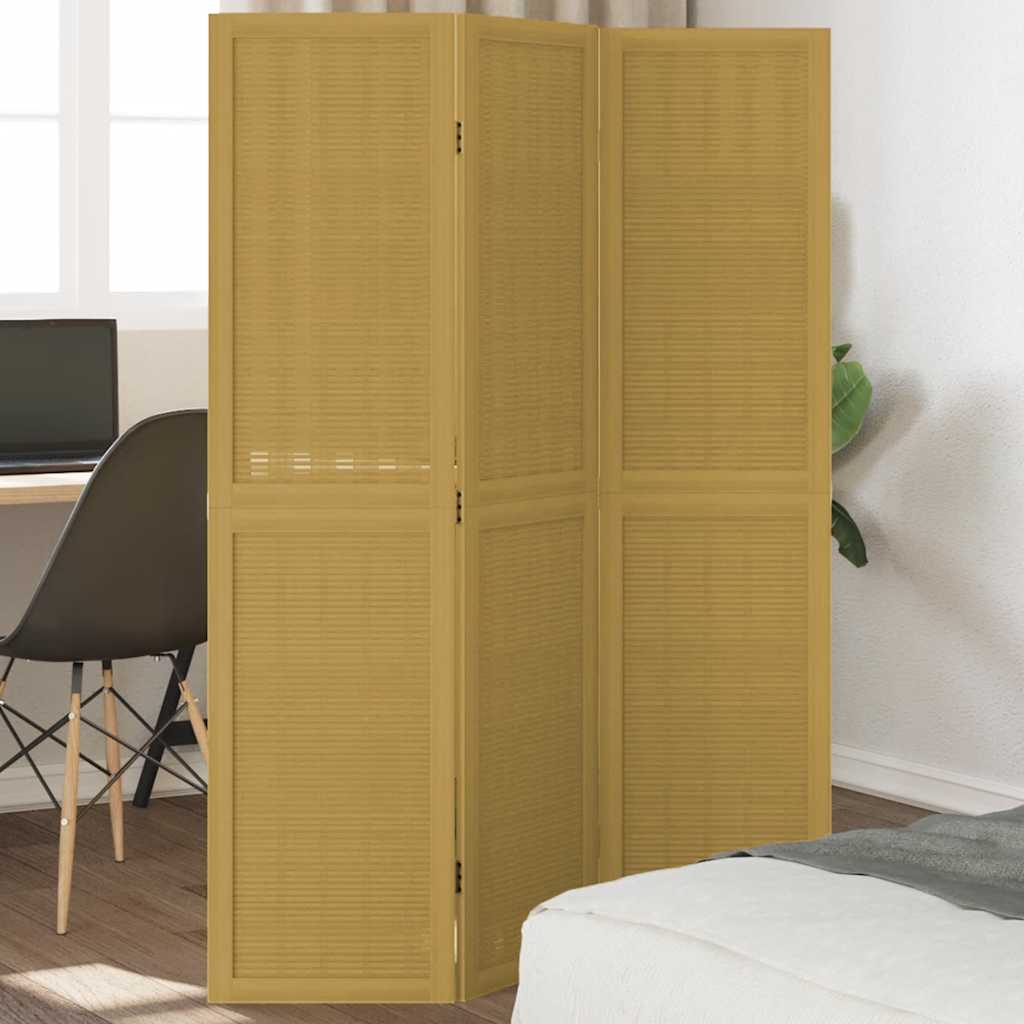 Levně vidaXL Paraván 3dílný hnědý masivní dřevo pavlovnie