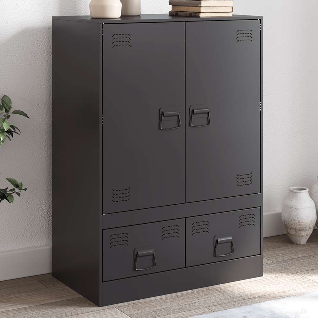 Levně vidaXL Highboard černý 67 x 39 x 95 cm ocel