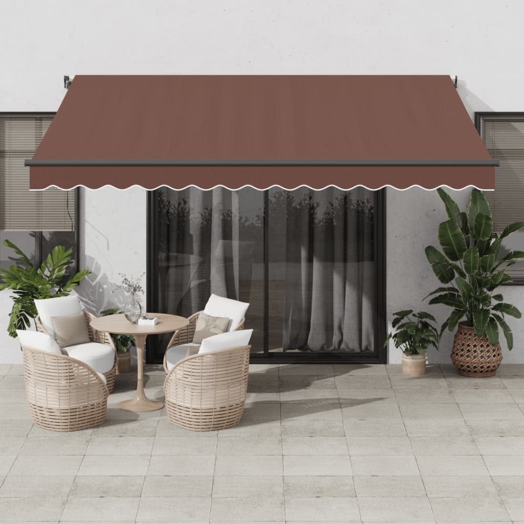 Levně vidaXL Automatická zatahovací markýza s LED světly hnědá 400 x 350 cm