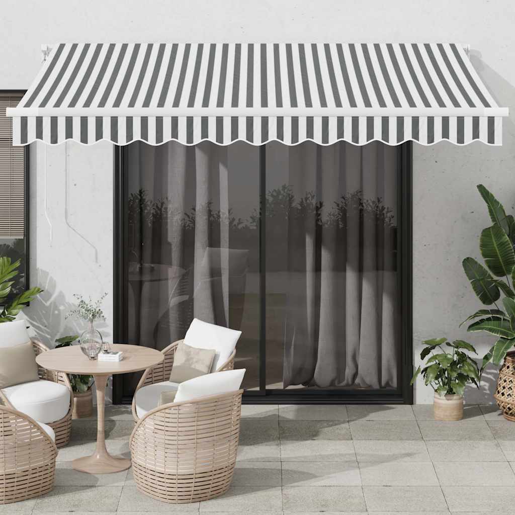 Levně vidaXL Ručně zatahovací markýza antracitová a bílá 350 x 250 cm