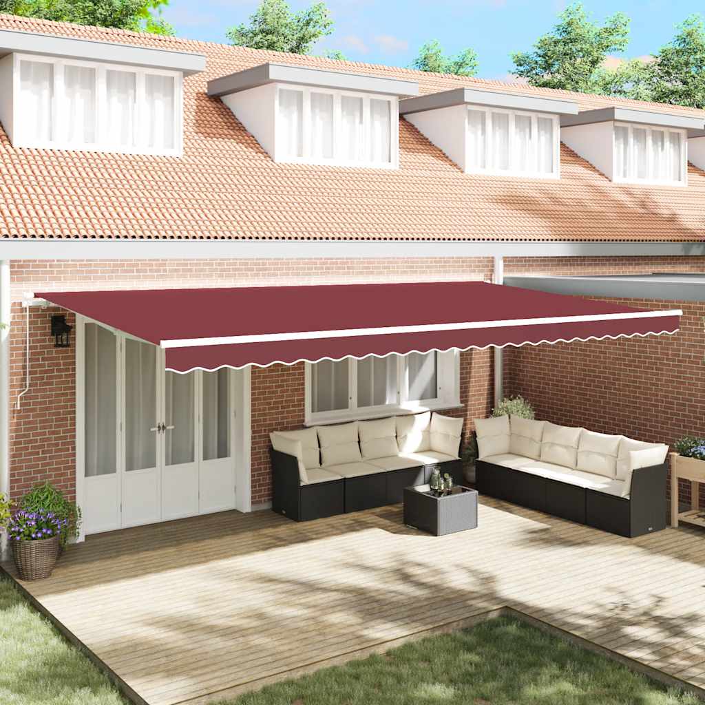 Levně vidaXL Ručně zatahovací markýza burgundská 600 x 300 cm