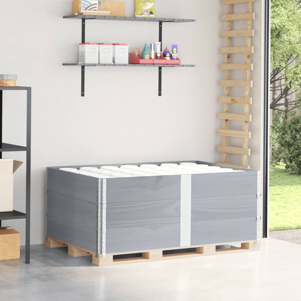 Levně vidaXL Paletové nástavce 3 ks šedé 150 x 100 cm masivní borové dřevo