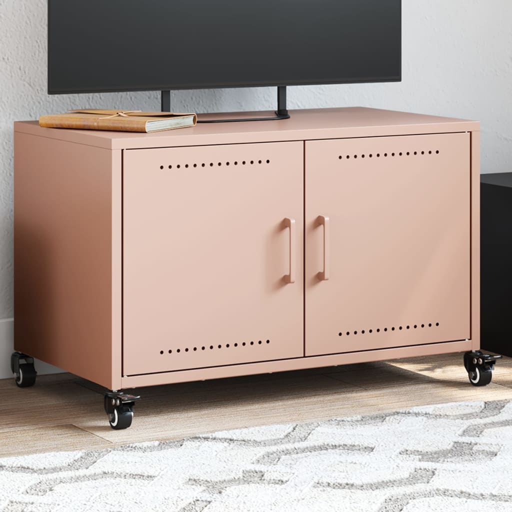Levně vidaXL TV skříňka růžová 68 x 39 x 43,5 cm ocel