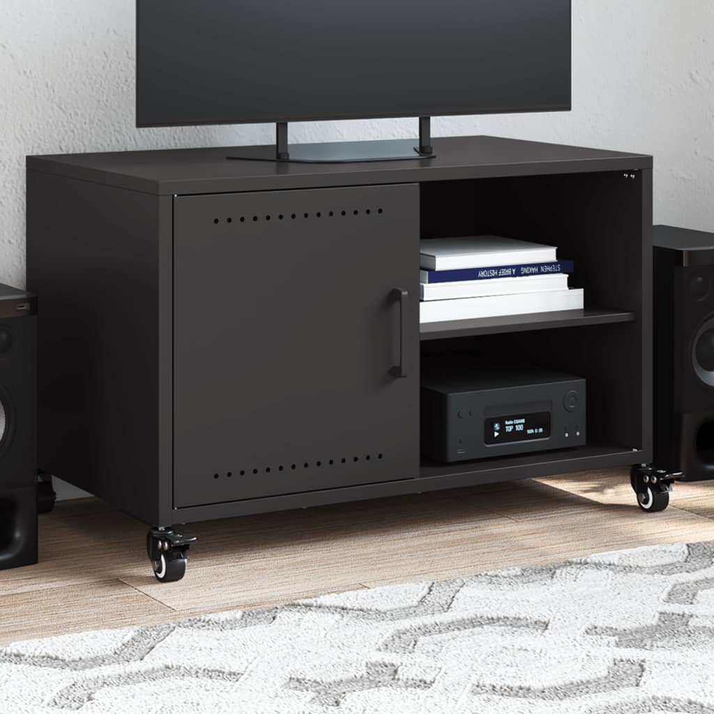 Levně vidaXL TV skříňka černá 68 x 39 x 43,5 cm ocel