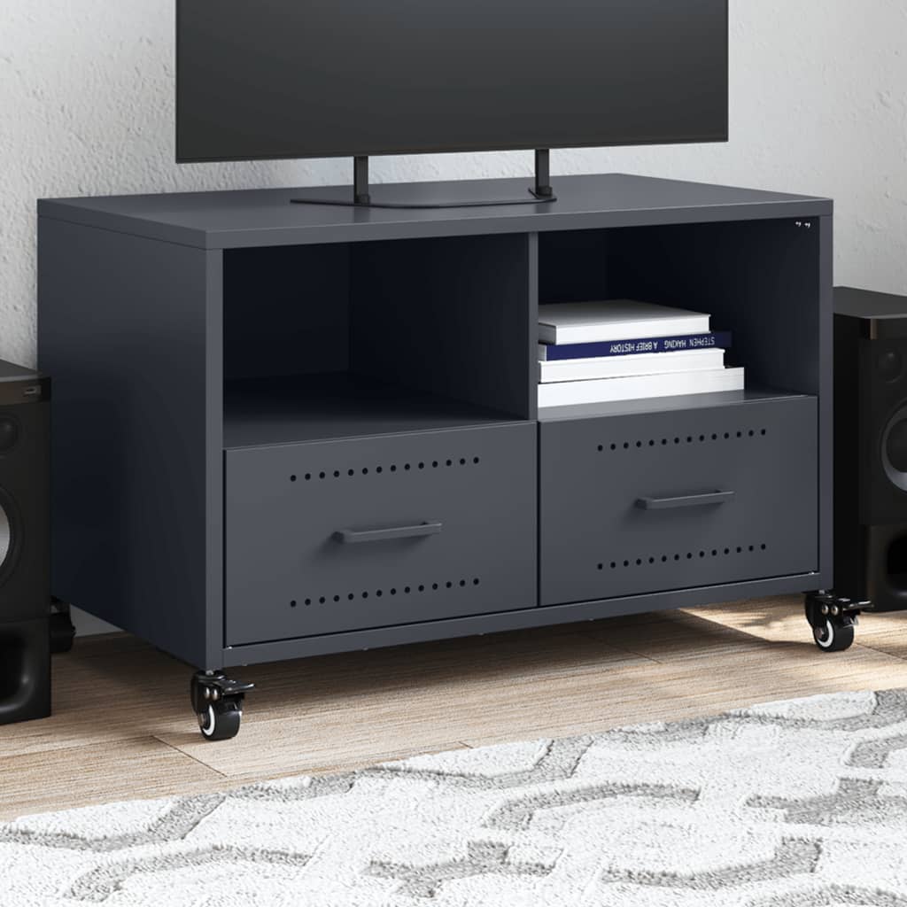 Levně vidaXL TV skříňka antracitová 68 x 39 x 43,5 cm ocel