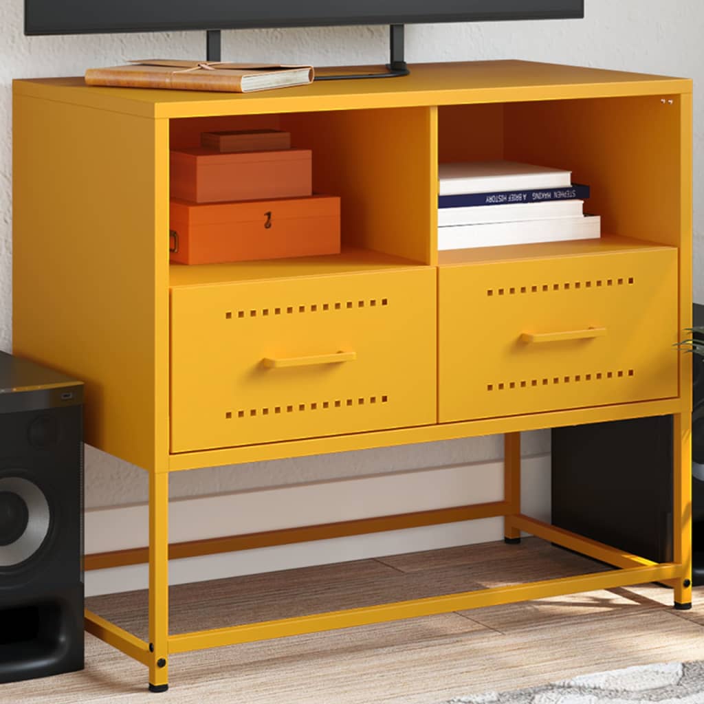 Levně vidaXL TV skříňka hořčicově žlutá 68 x 39 x 60,5 cm ocel