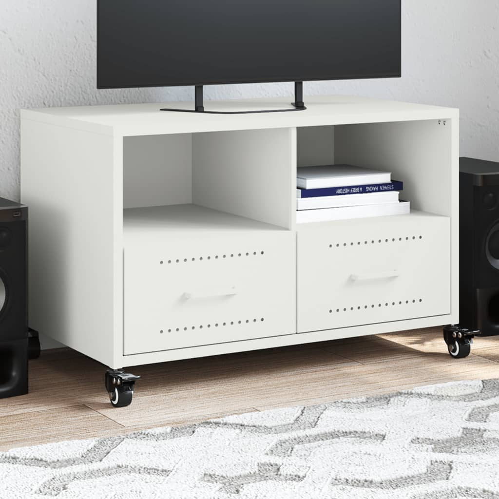 Levně vidaXL TV skříňka bílá 68 x 39 x 43,5 cm ocel