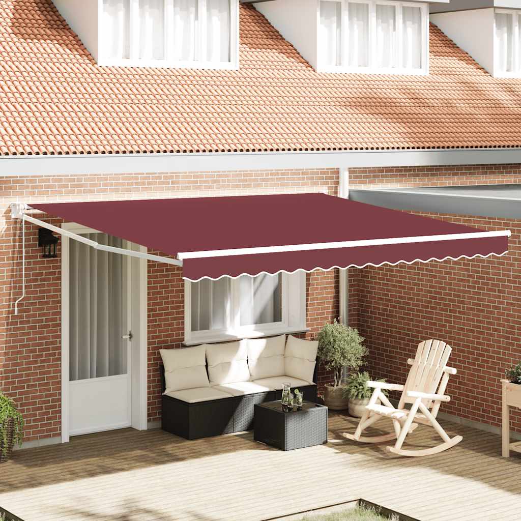 Levně vidaXL Automatická zatahovací markýza burgundská 400 x 300 cm