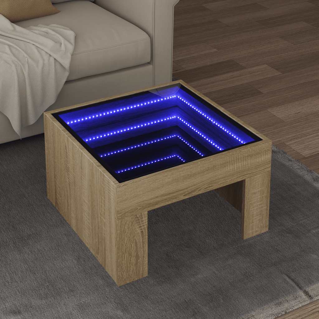 Levně vidaXL Konferenční stolek s Infinity LED dub sonoma 50 x 50 x 30 cm