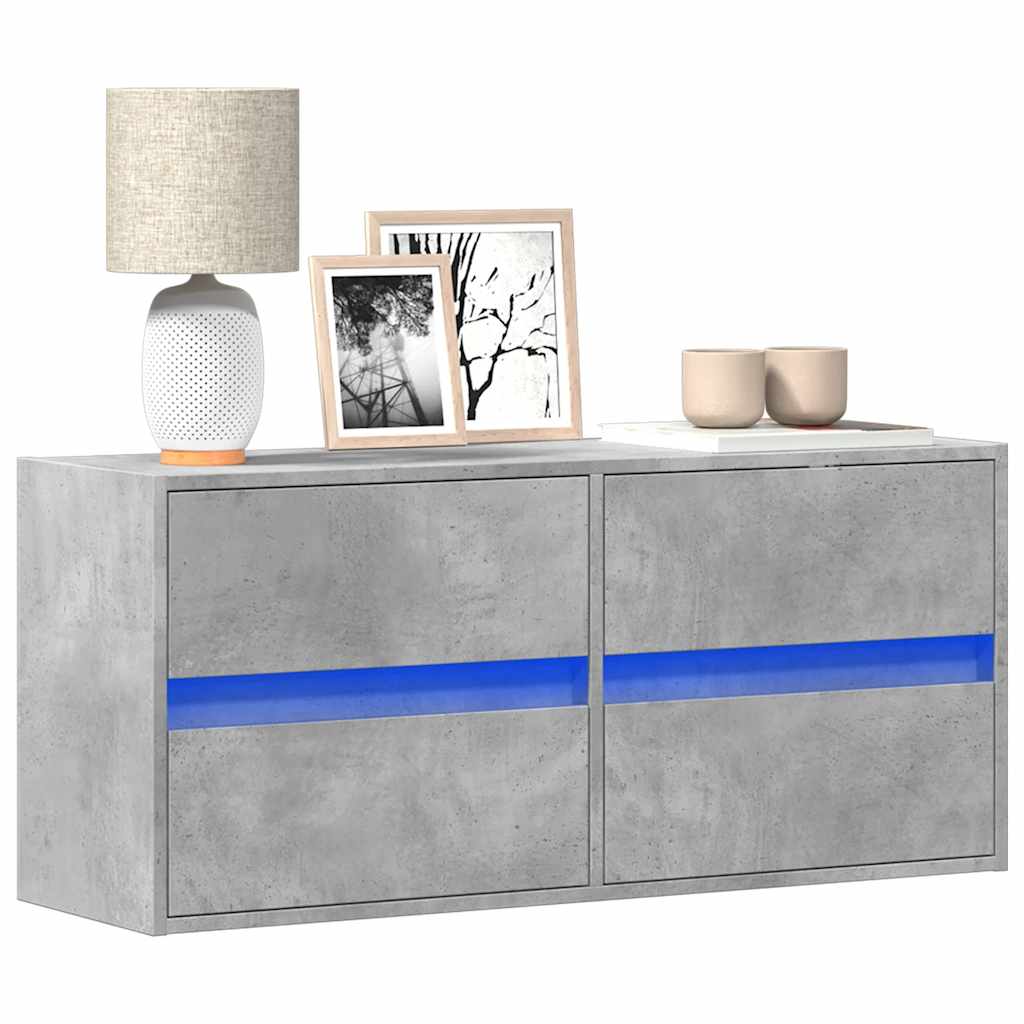 Levně vidaXL Nástěnná TV skříňka s LED osvětlením betonově šedá 100x31x45 cm