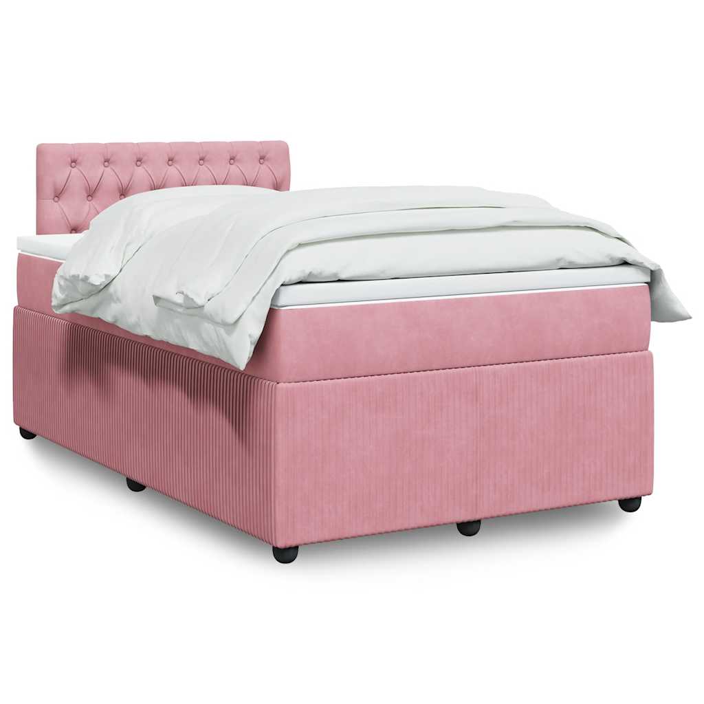 Levně vidaXL Box spring postel s matrací růžová 120 x 200 cm samet