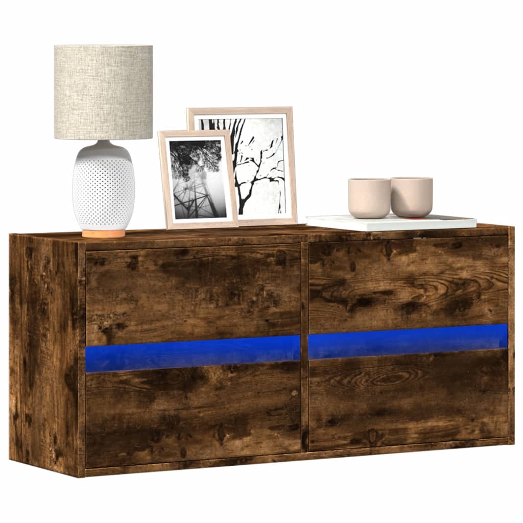 Levně vidaXL Nástěnná TV skříňka s LED osvětlením kouřový dub 100x31x45 cm