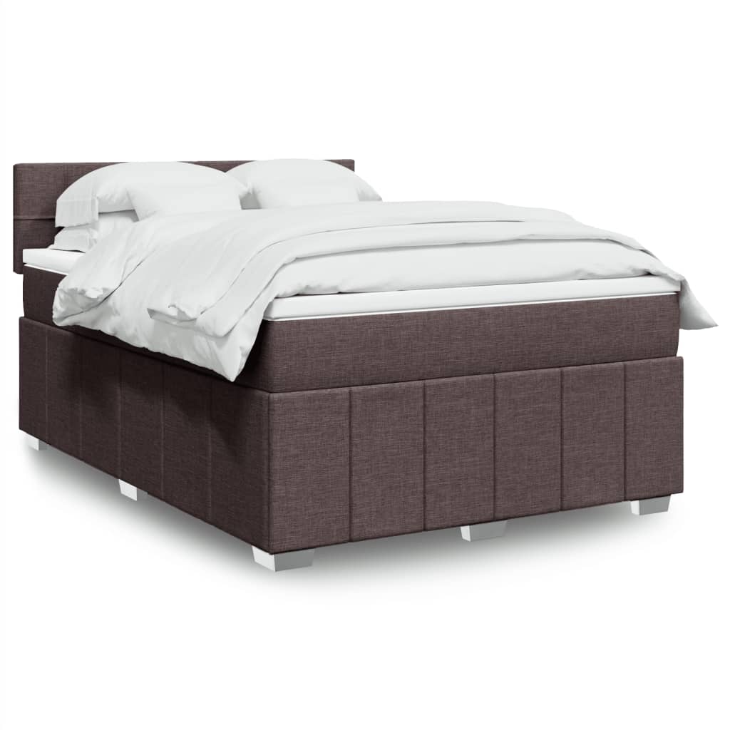 Levně vidaXL Box spring postel s matrací tmavě hnědá 140x190 cm textil