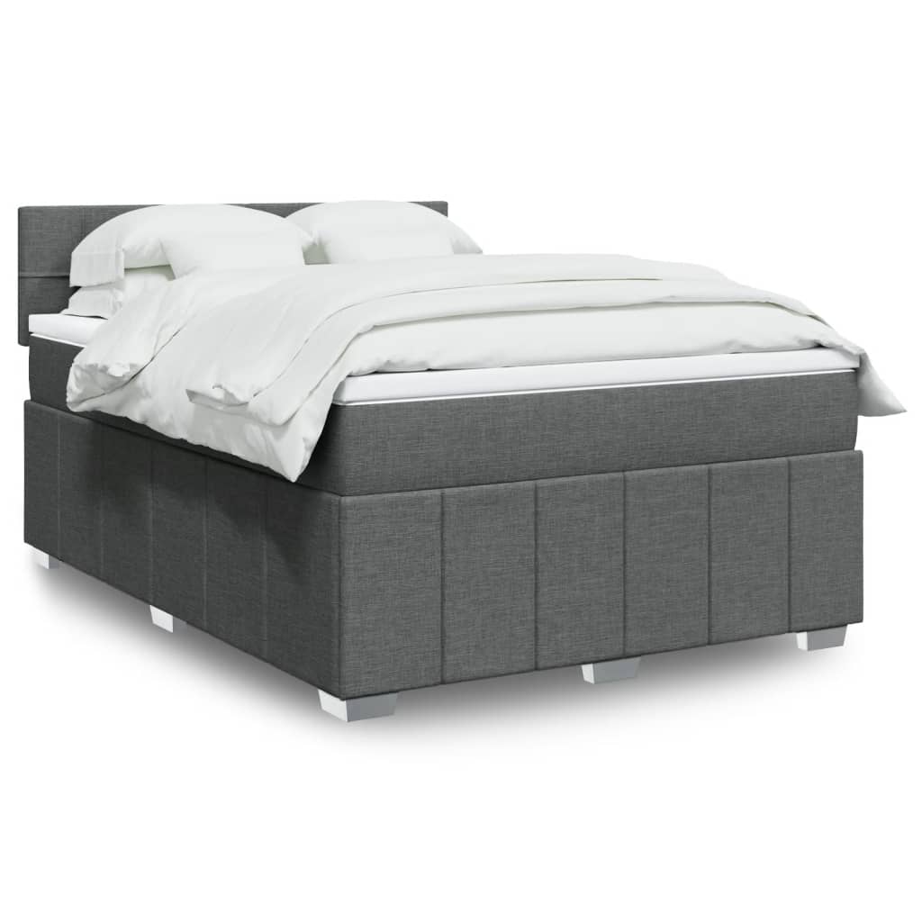 Levně vidaXL Box spring postel s matrací tmavě šedý 140 x 190 cm textil