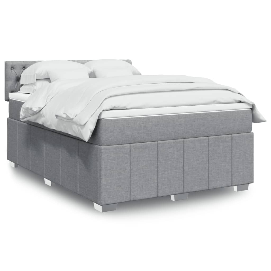 Levně vidaXL Box spring postel s matrací světle šedá 140 x 190 cm textil