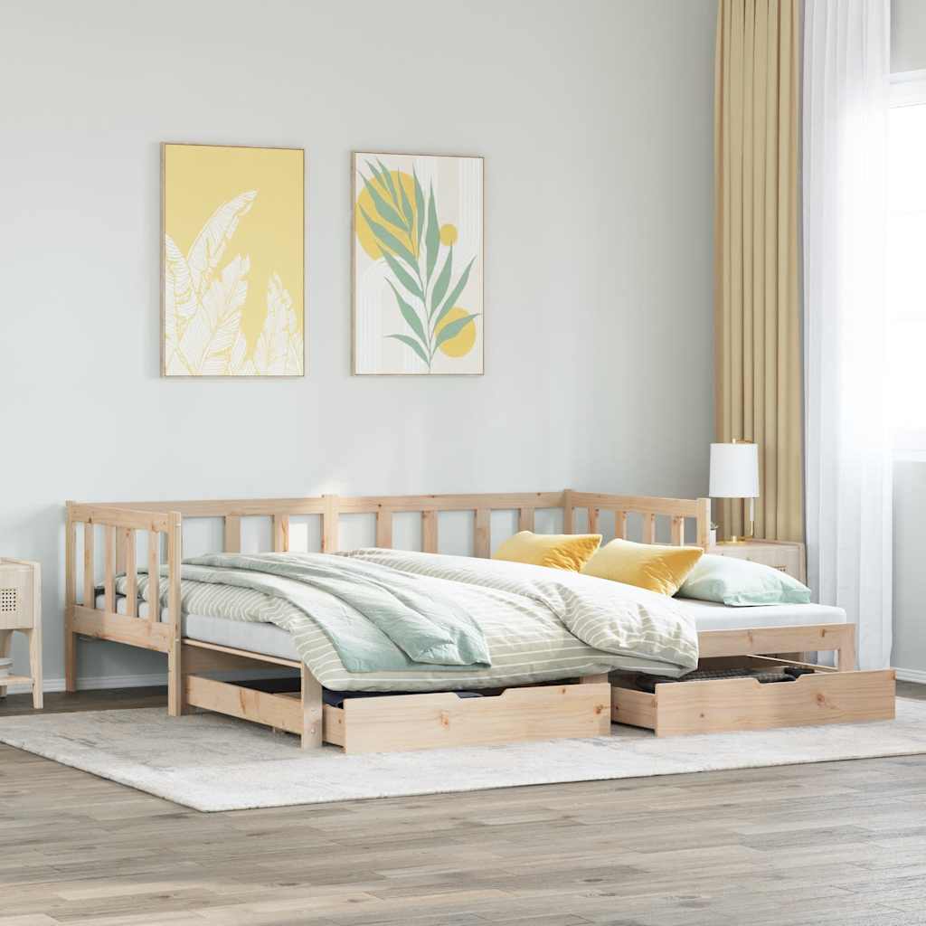 Levně vidaXL Válenda s přistýlkou a zásuvkami bez matrace 90x200 cm