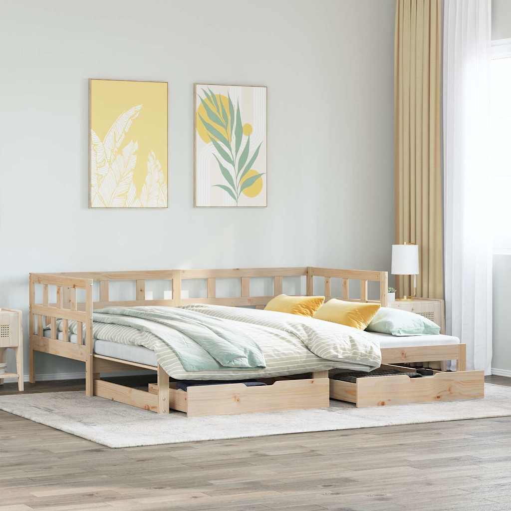 Levně vidaXL Válenda s přistýlkou a zásuvkami bez matrace 80x200 cm