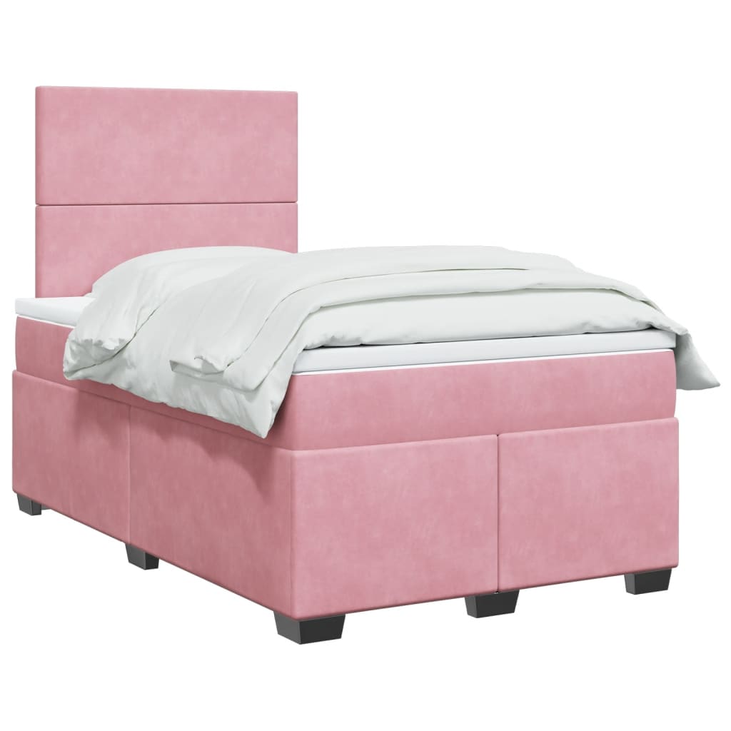 Levně vidaXL Box spring postel s matrací růžová 120x190 cm samet