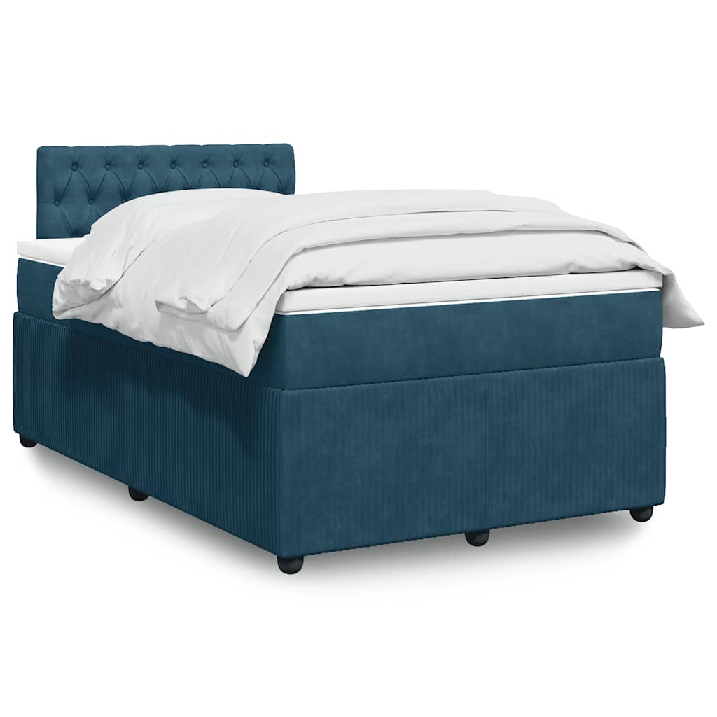 Levně vidaXL Box spring postel s matrací modrá 120 x 190 cm samet