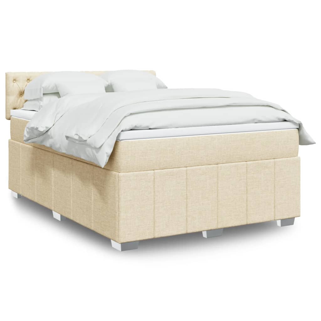 Levně vidaXL Box spring postel s matrací krémová 140x200 cm textil